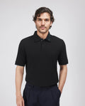 Rare Rabbit Men's Limo Black Cotton Embroidered Regular Fit Half Sleeve Polo
