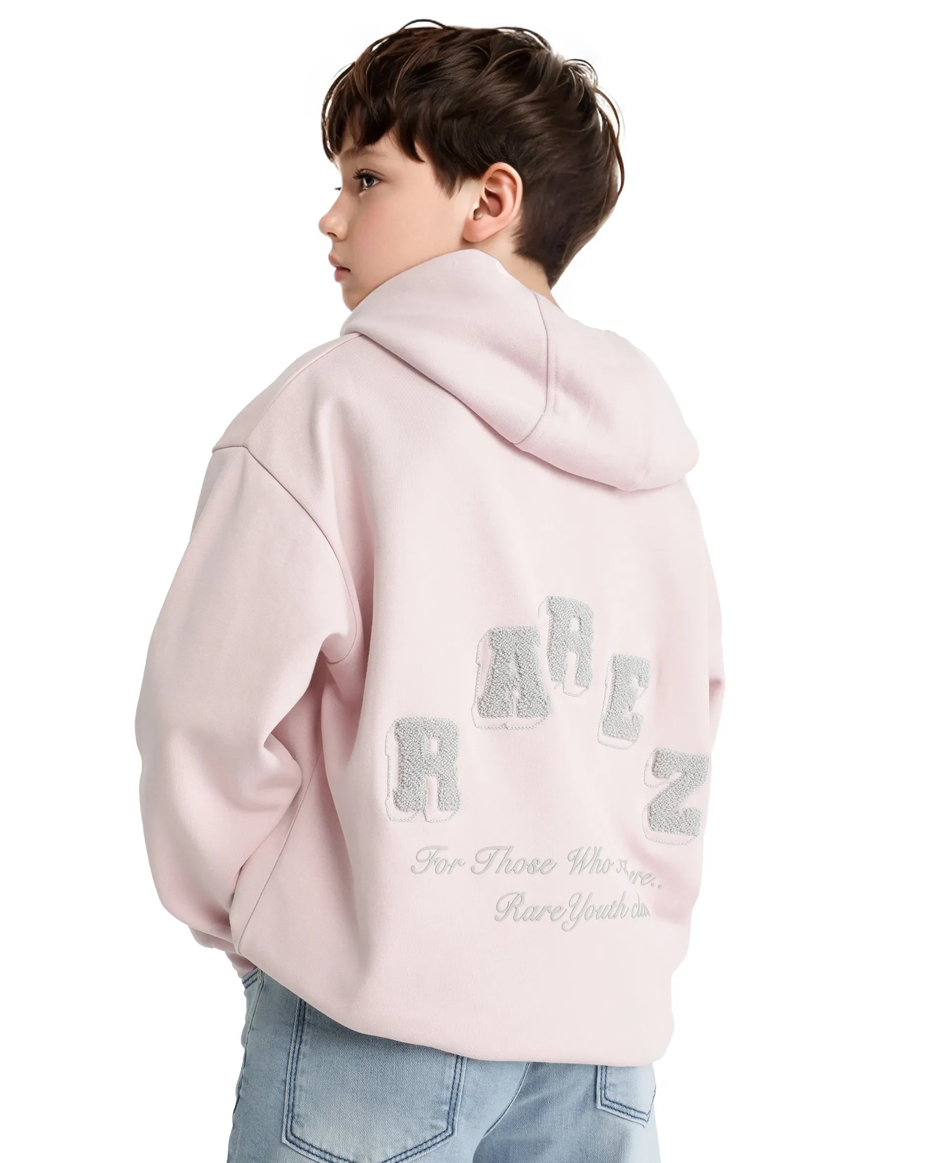 Rare Ones Kids Linden Pink Cotton Poly Full Sleeve Embroidered Sweatshirt