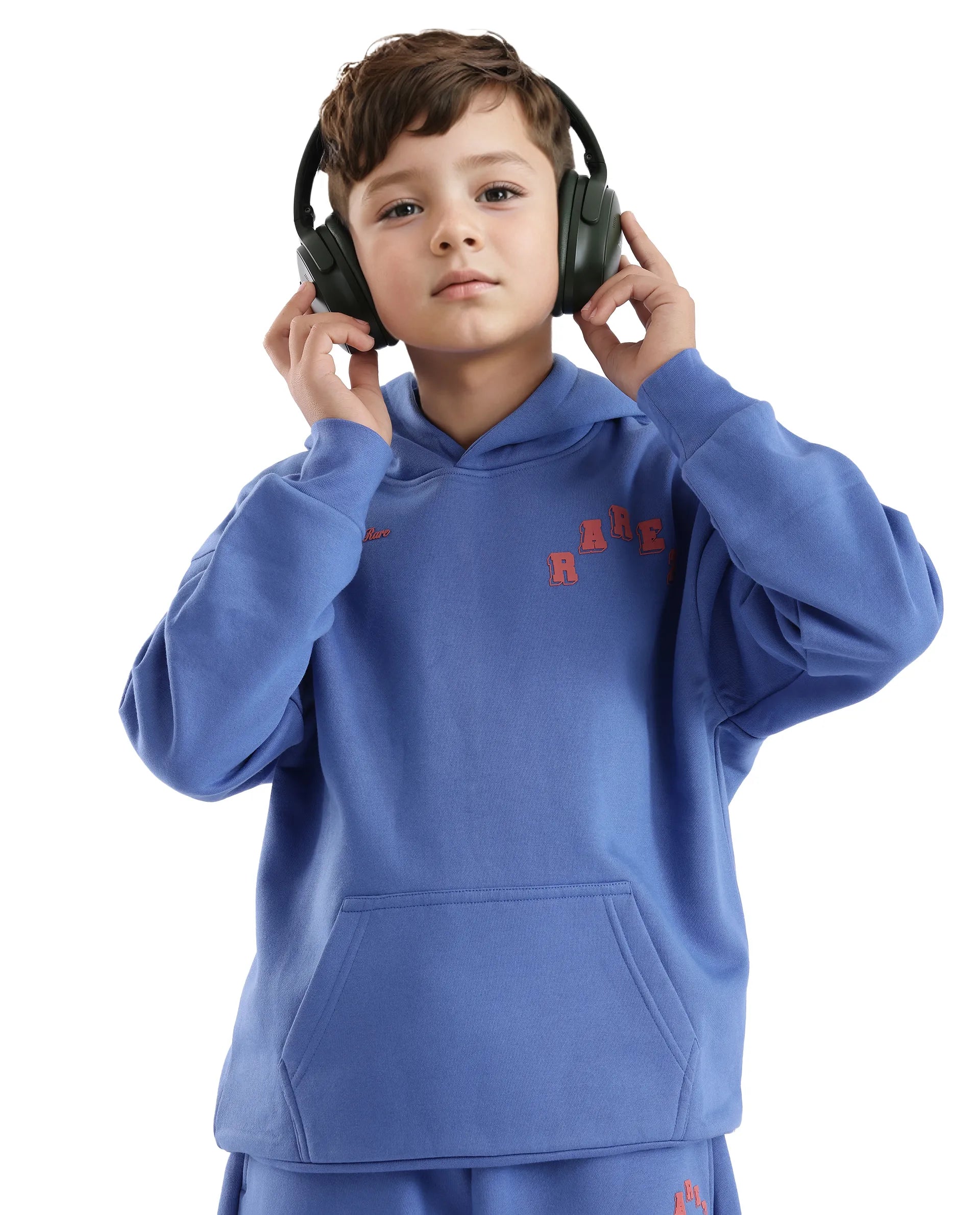 Rare Ones Kids Linto Blue Cotton Poly Full Sleeve Hd Print And Towel Embroidered Sweatshirt