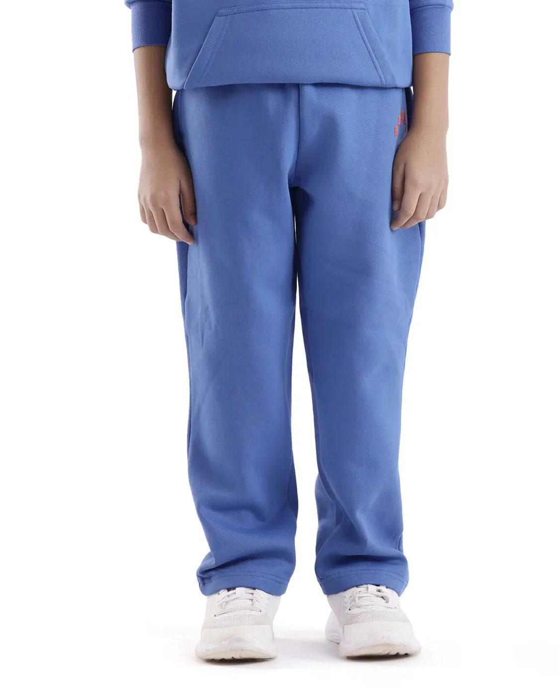 Rare Ones Kids Lint Blue Cotton Solid Drawstring Closure Regular Fit Trackpant