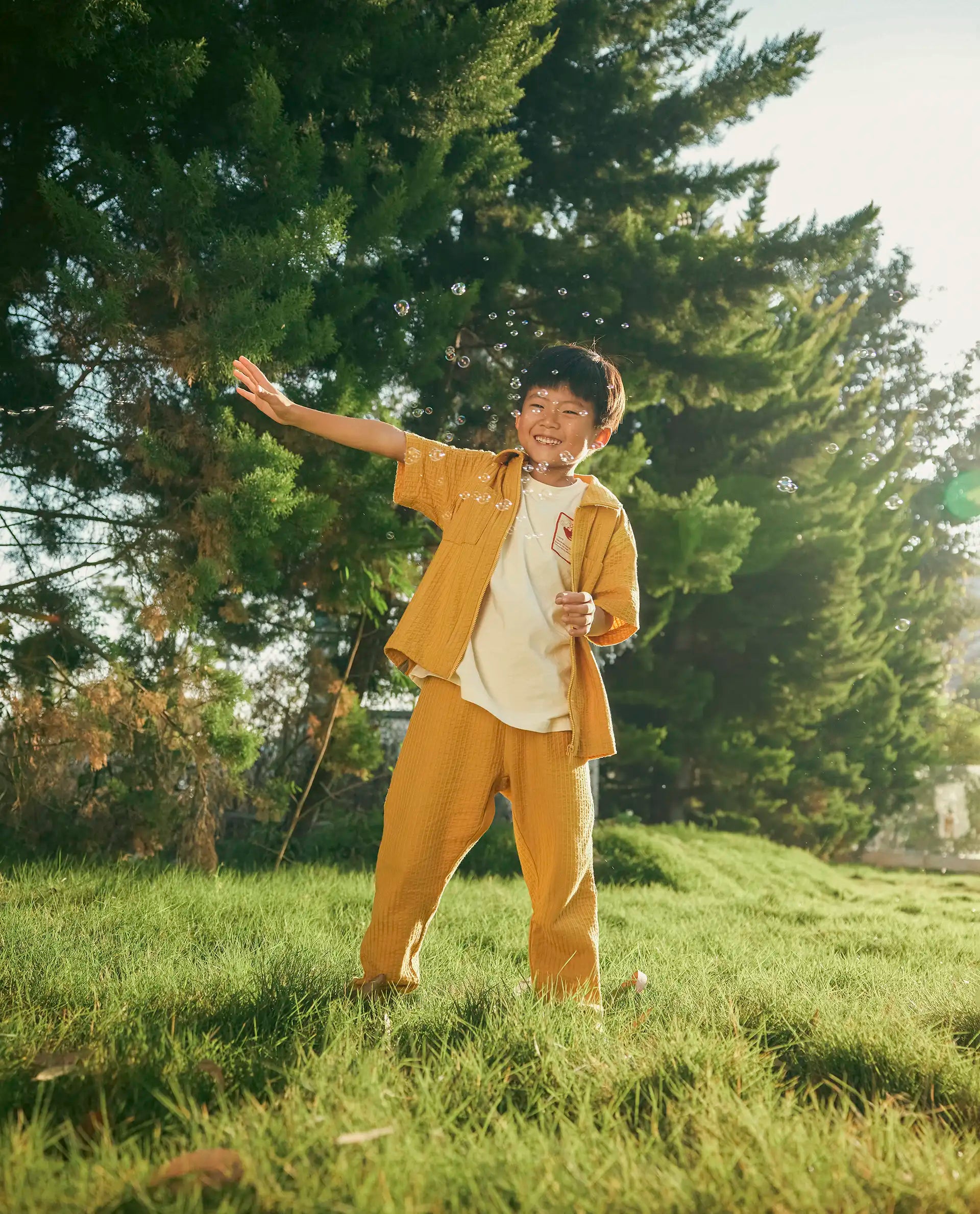 Rare Ones Kids Lomot Mustard Cotton Solid Trackpant