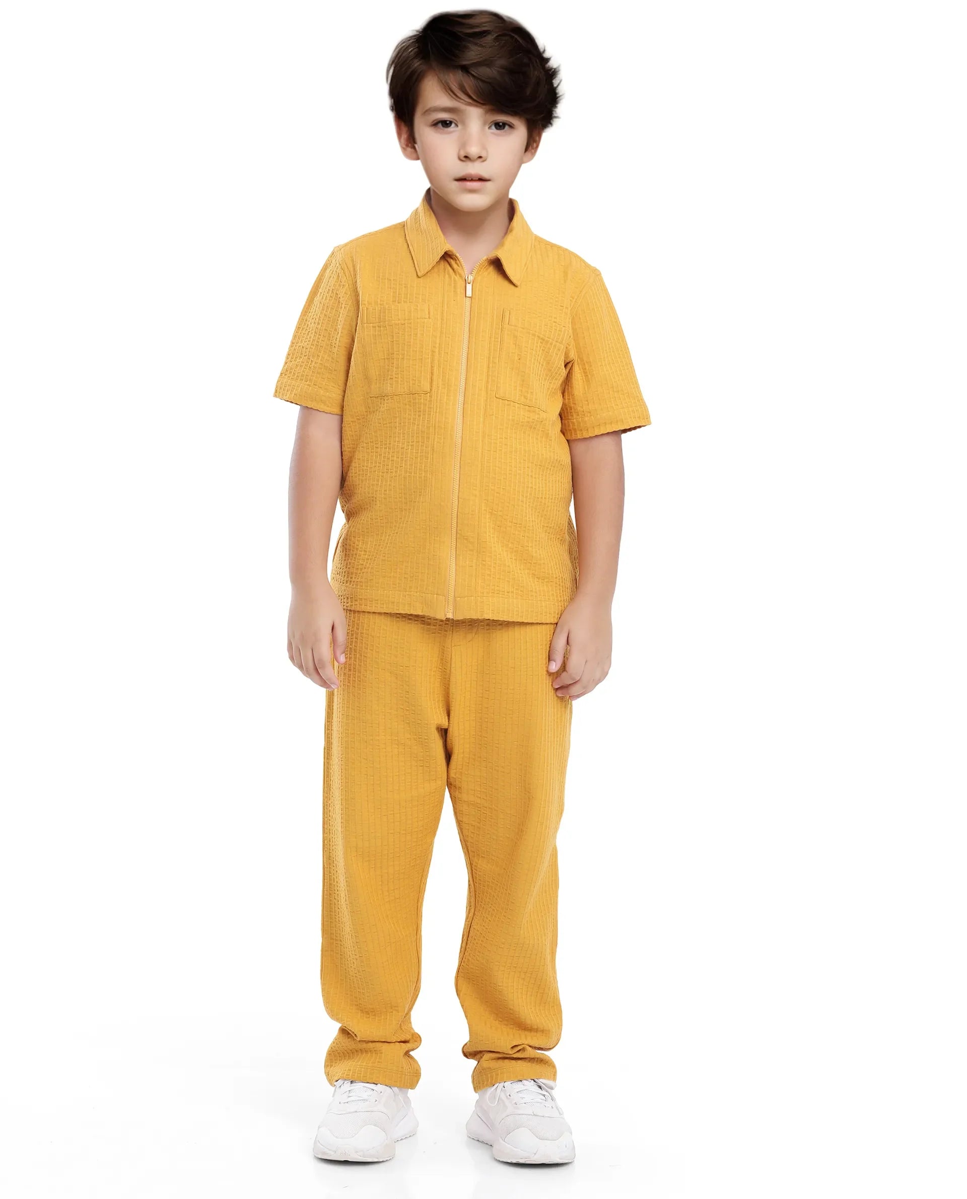 Rare Ones Kids Lomot Mustard Cotton Solid Trackpant