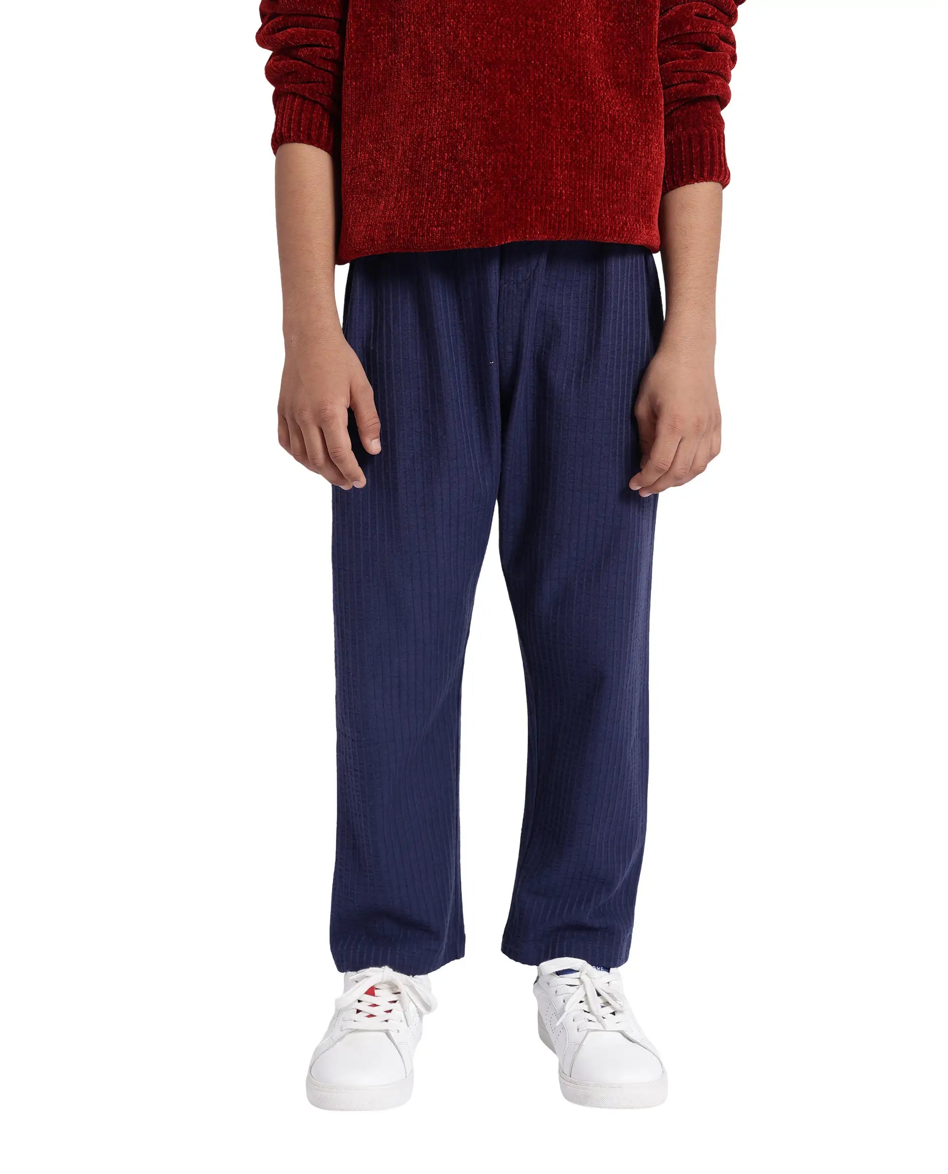 Rare Ones Kids Lomot Navy Cotton Drawstring Solid Trackpant