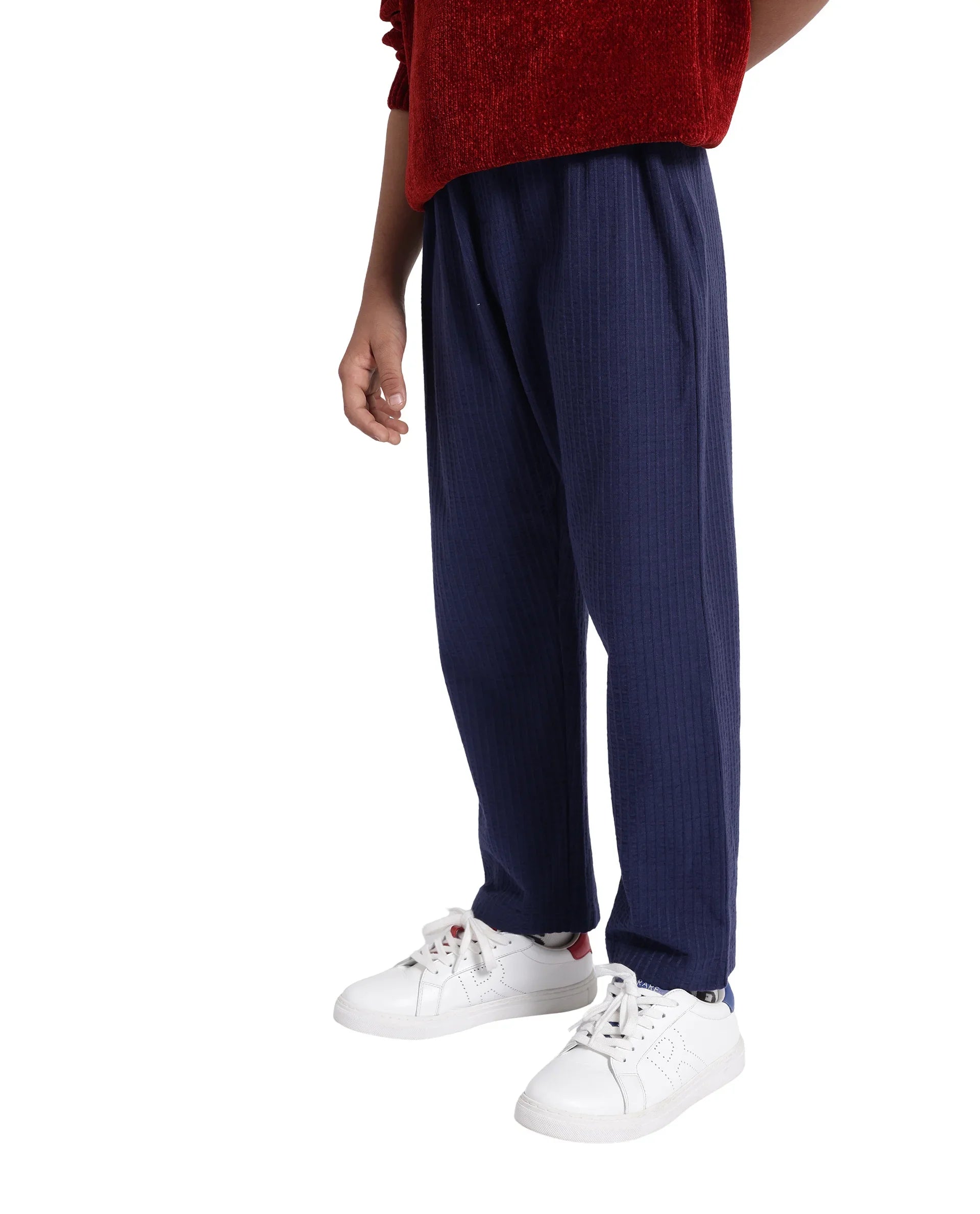 Rare Ones Kids Lomot Navy Cotton Drawstring Solid Trackpant