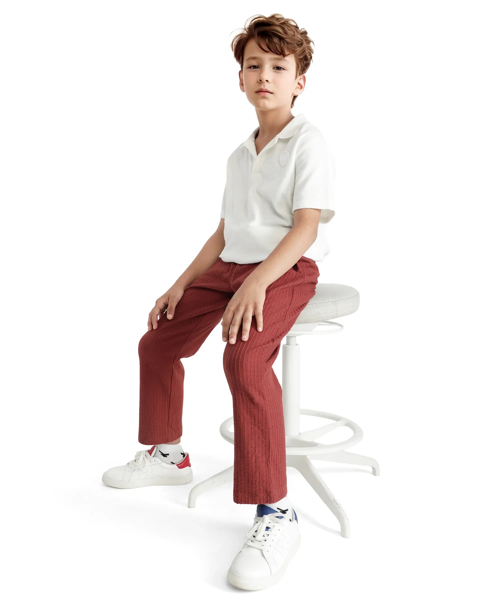 Rare Ones Kids Lomot Rust Cotton Drawstring Solid Trackpant