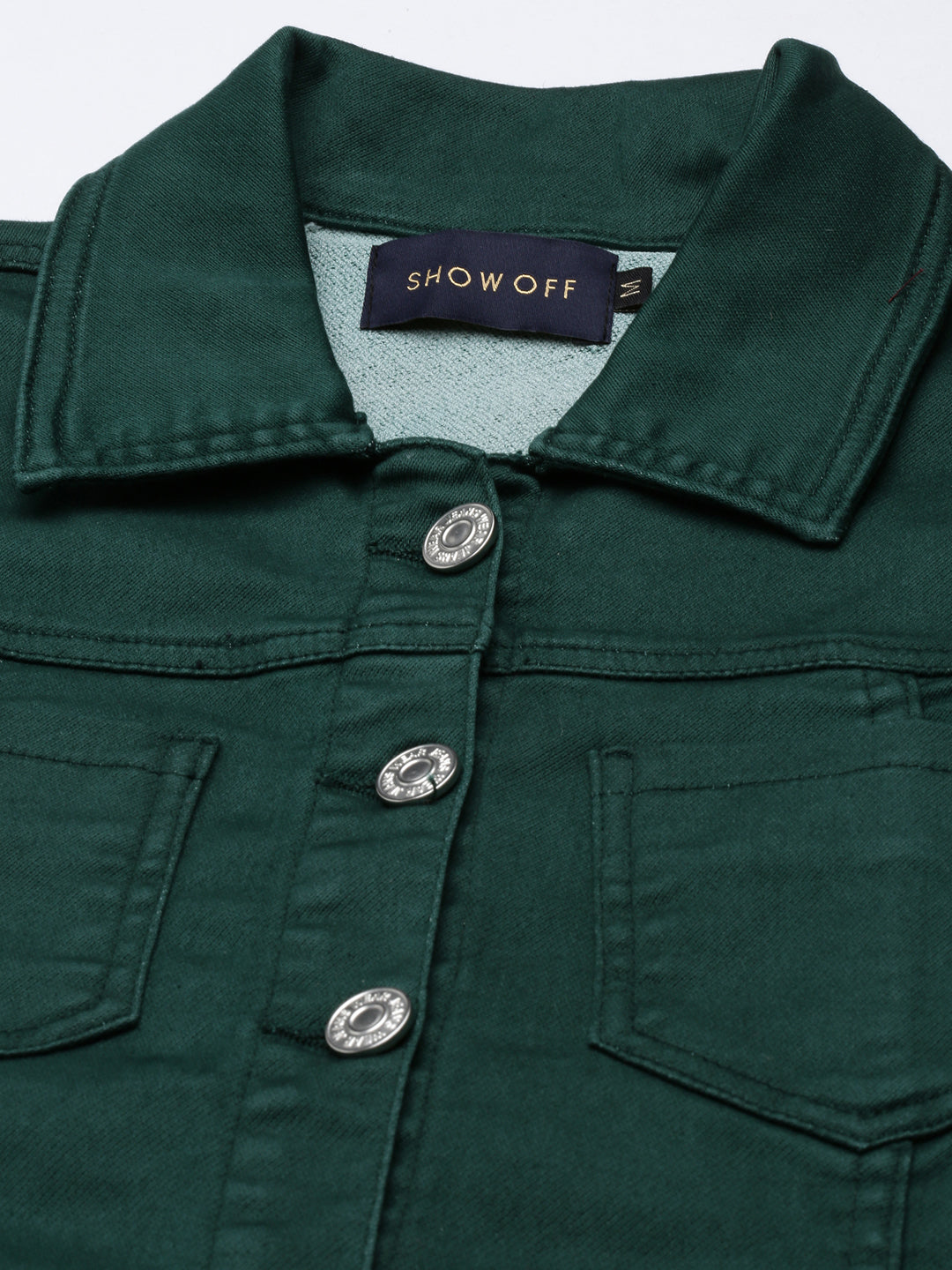 Women's Green Roll Up Sleeves Cotton Shirt Dress