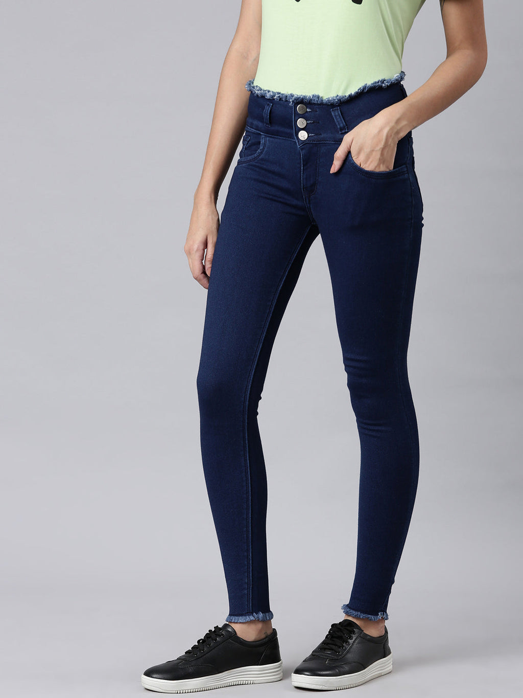 Women's Blue Skinny Fit Acid Wash High-Rise Denim Jeans