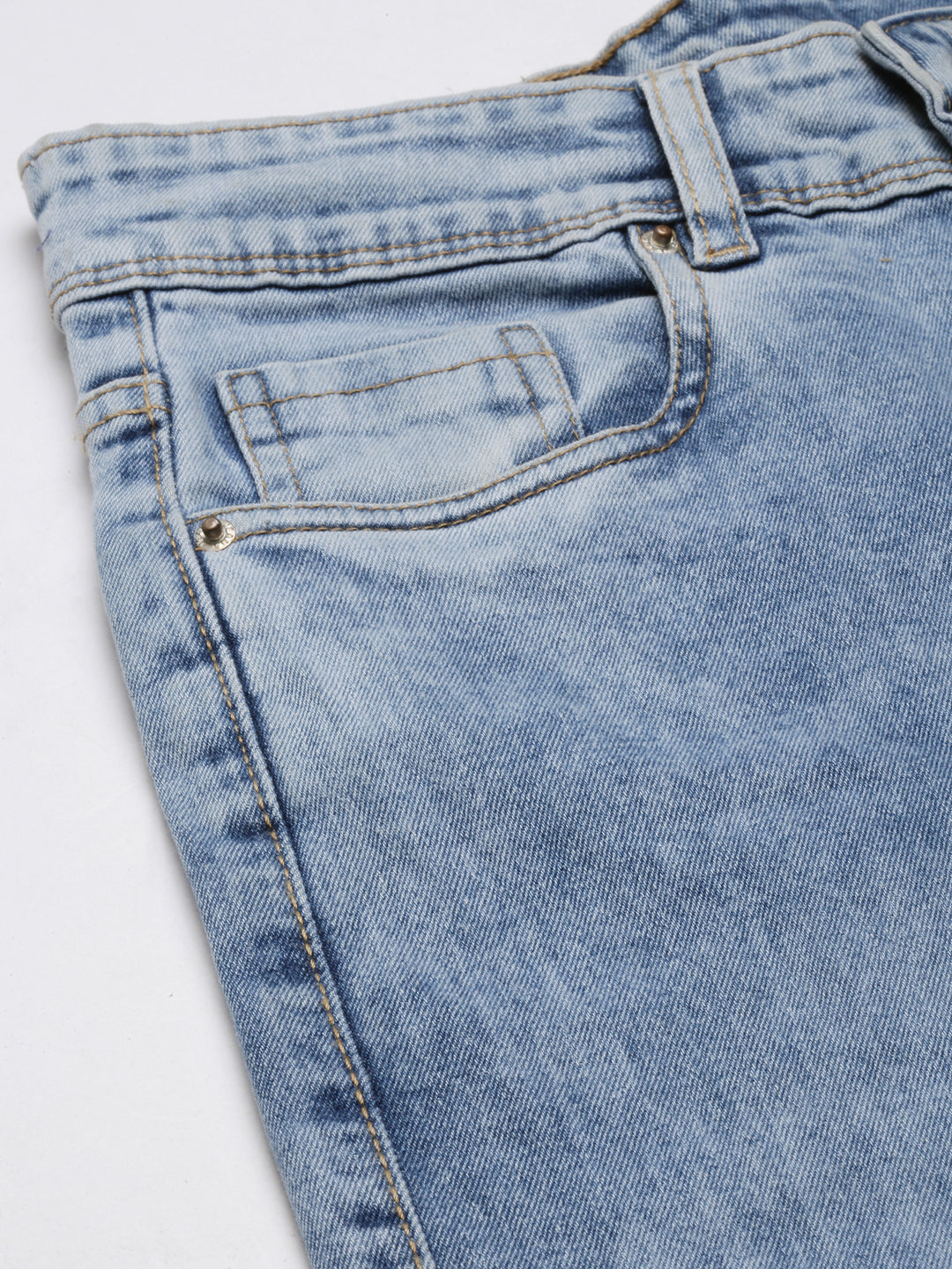 Women's Blue Jean Straight Fit Mid-Rise Heavy Fade Stretchable Jeans