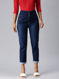 Women's Blue Straight Fit High-Rise Stretchable Denim Jeans