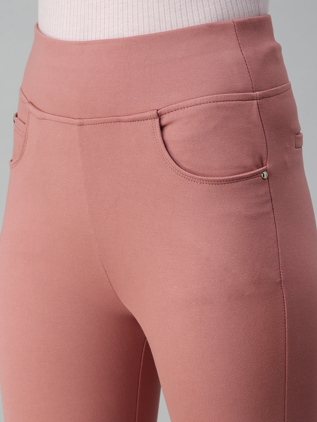 Women's Peach Slim Fit High-Rise Denim Jeans