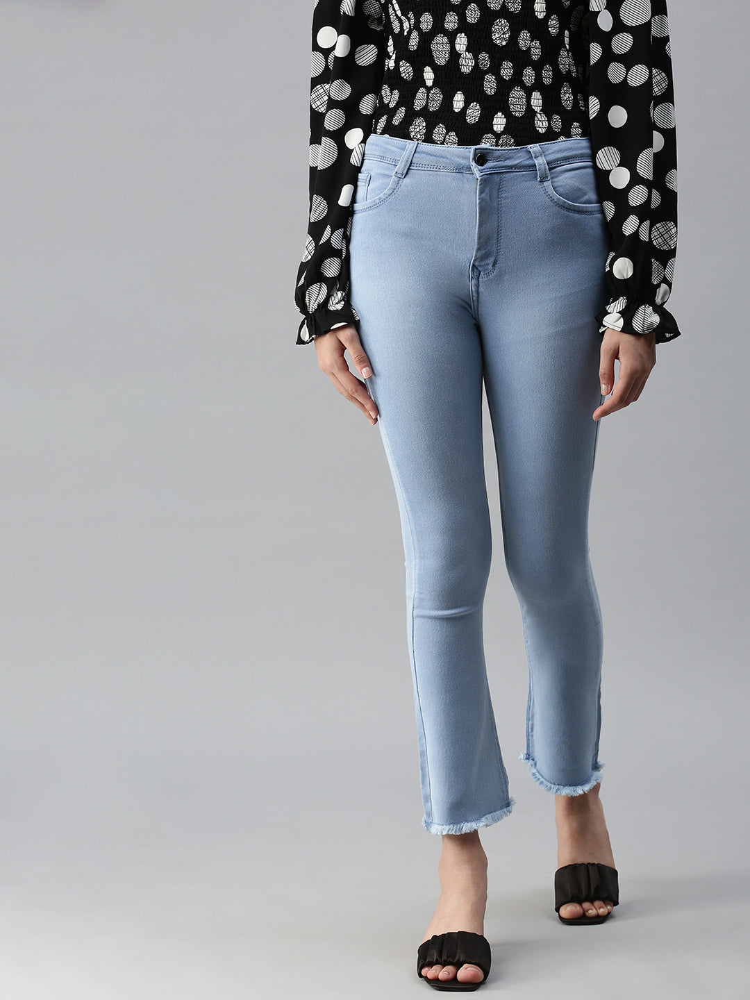 Women's Blue Jean Bootcut High-Rise Stretchable Jeans