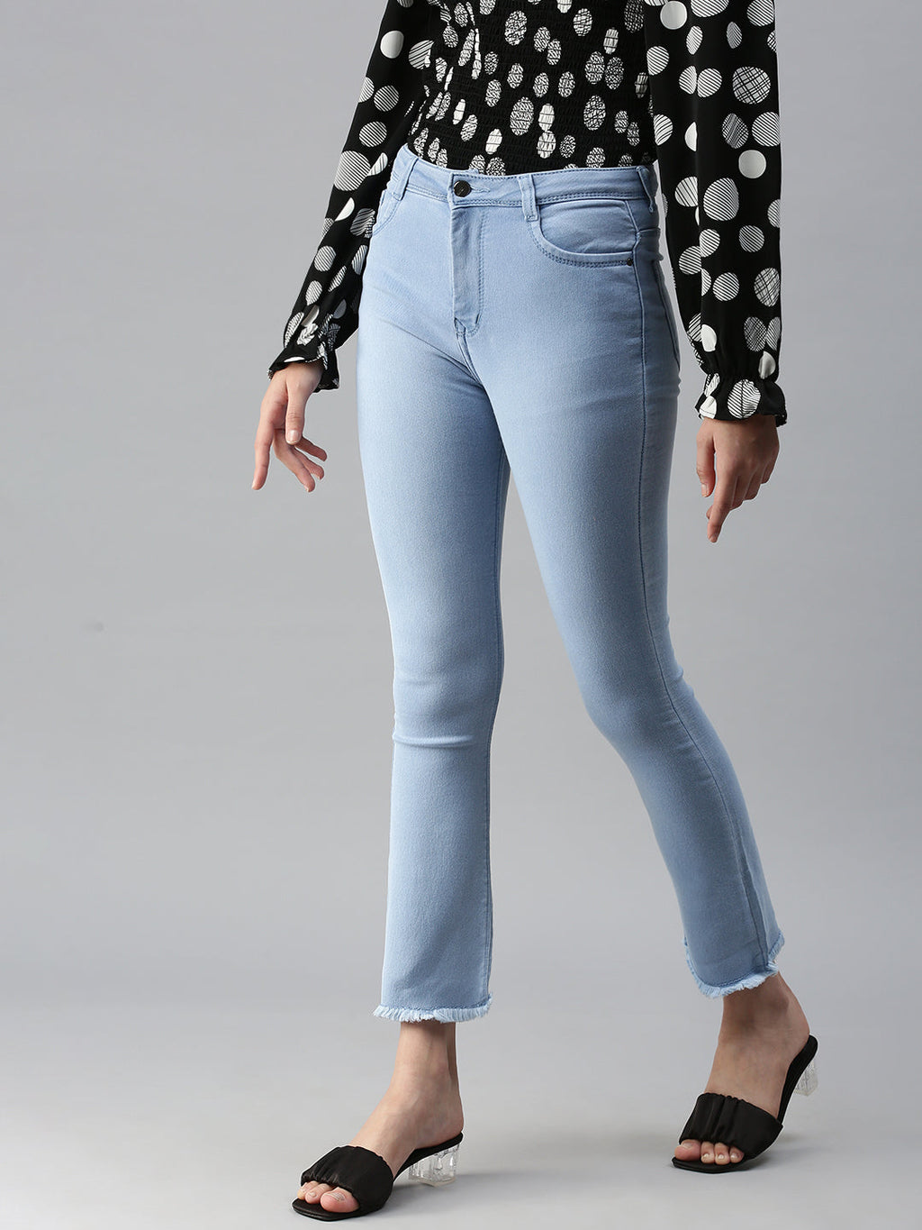 Women's Blue Jean Bootcut High-Rise Stretchable Jeans