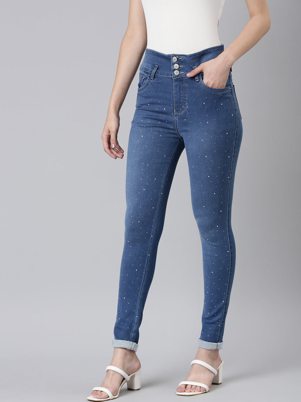 Women's Blue Skinny Fit Light Fade Denim Jeans