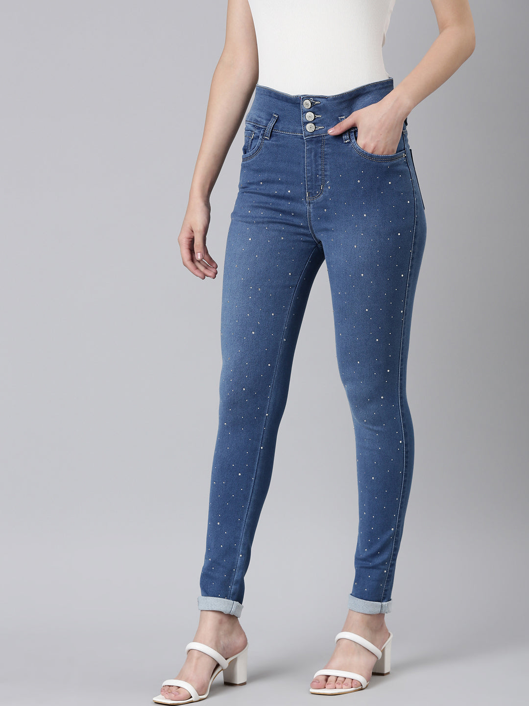 Women's Blue Skinny Fit Light Fade Denim Jeans