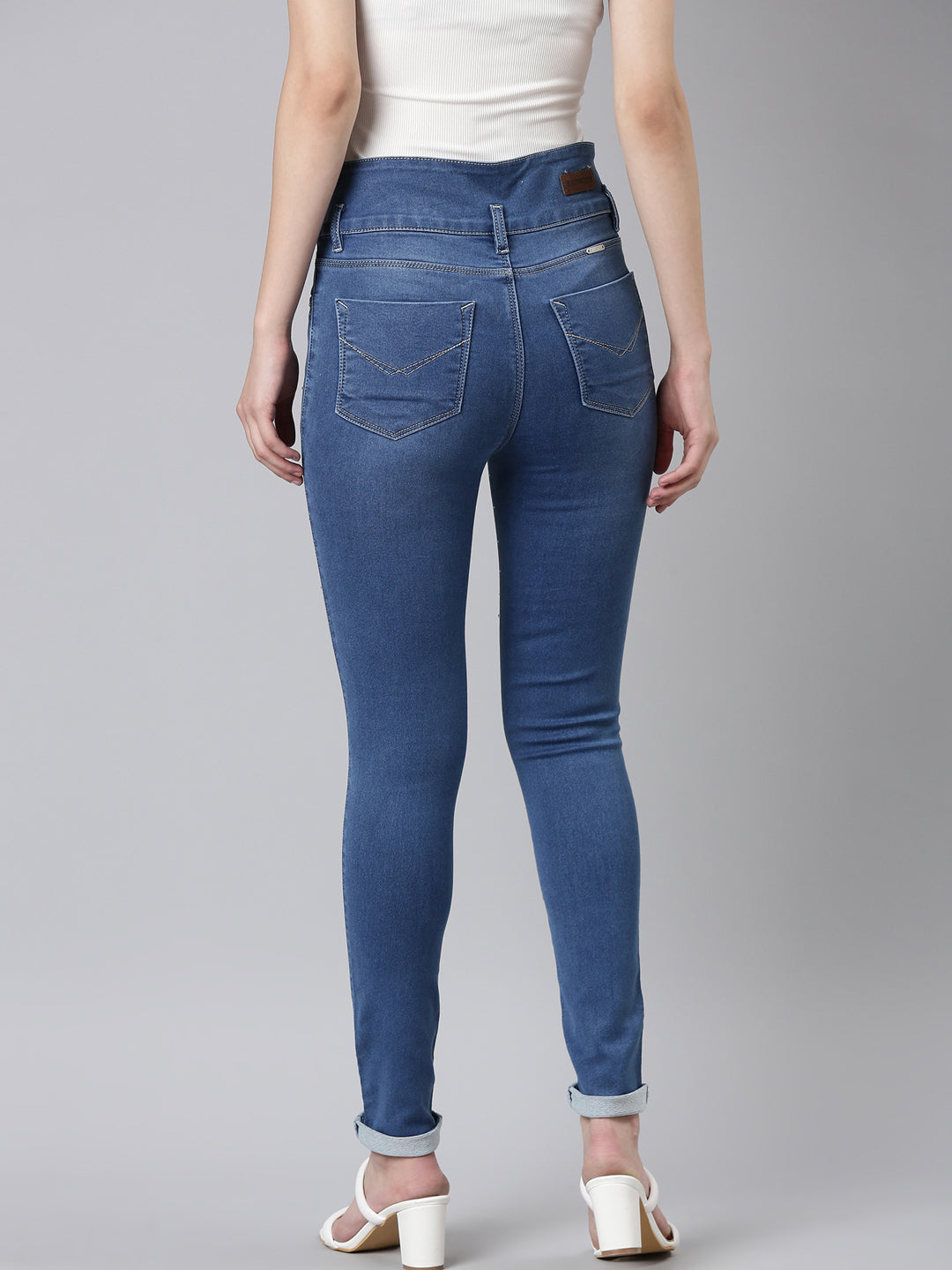 Women's Blue Skinny Fit Light Fade Denim Jeans