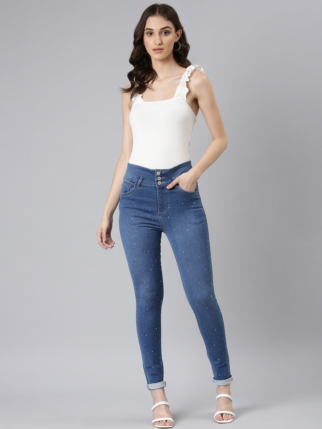 Women's Blue Skinny Fit Light Fade Denim Jeans