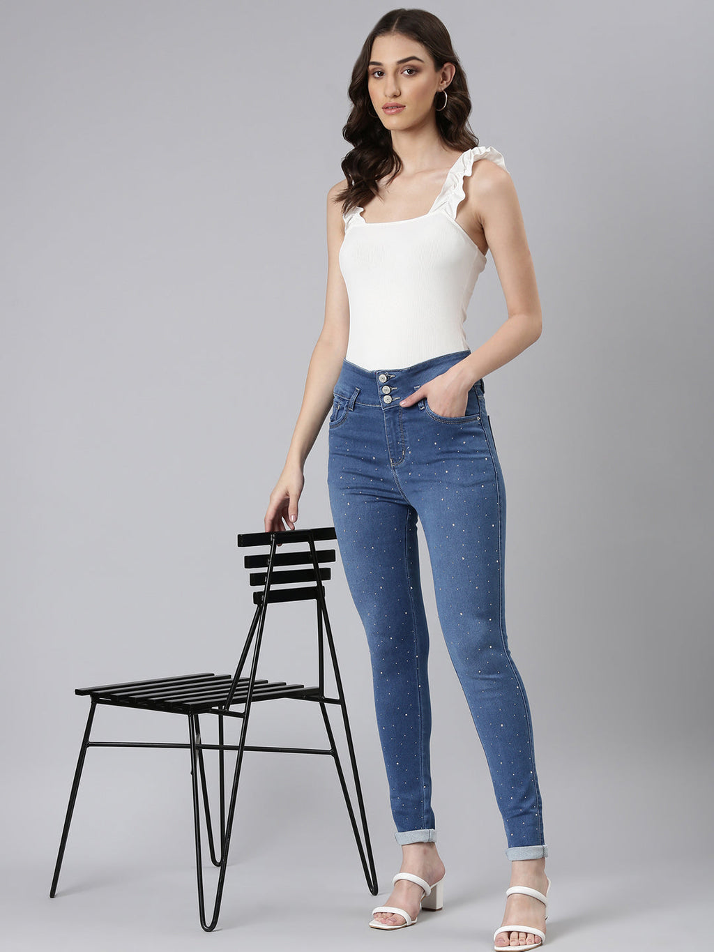 Women's Blue Skinny Fit Light Fade Denim Jeans