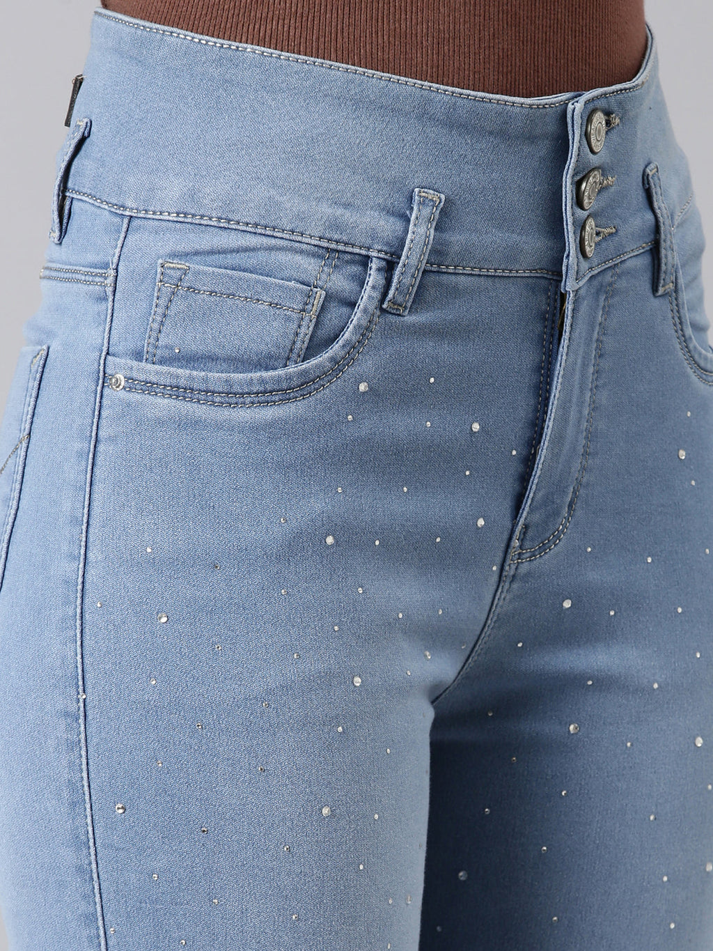 Women's Blue Solid Skinny Fit Denim Jeans