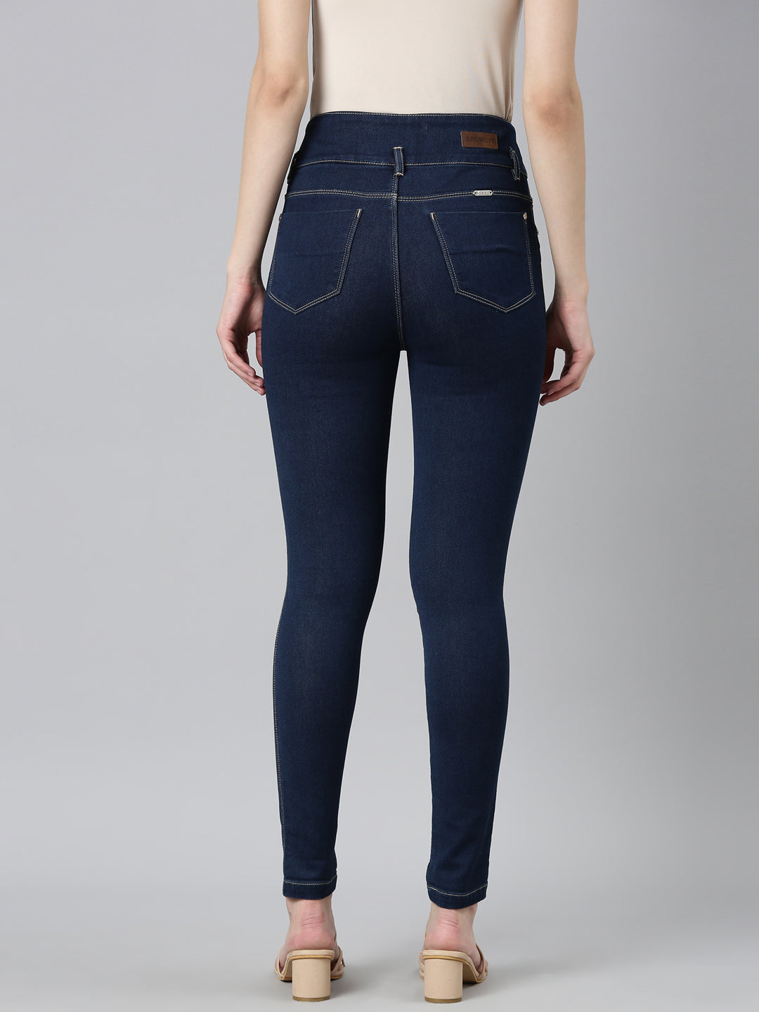 Women's Navy Blue Jean Skinny Fit High-Rise Stretchable Jeans