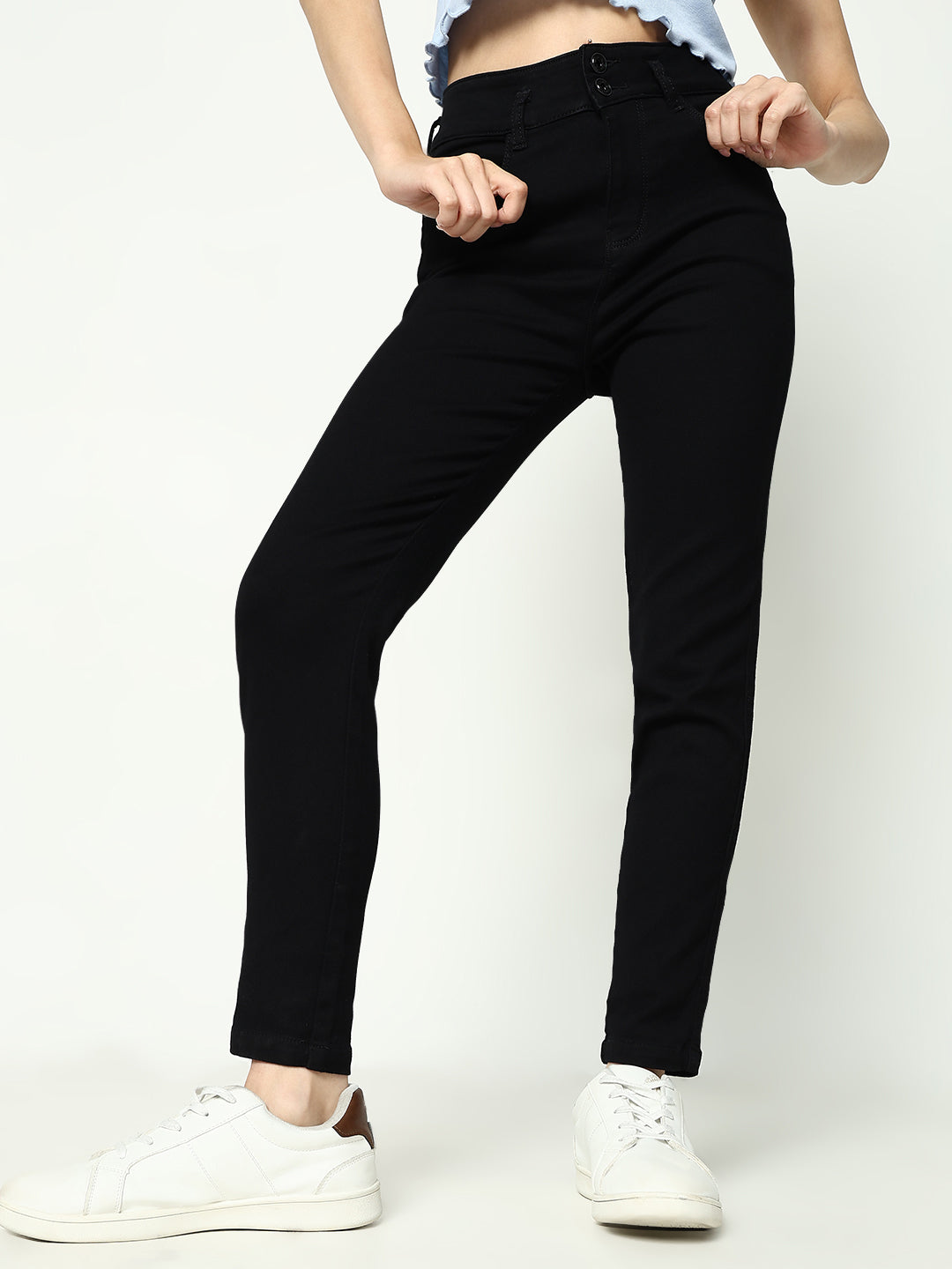 Women's Black Jean Skinny Fit High-Rise Dark Shade Denim Jeans