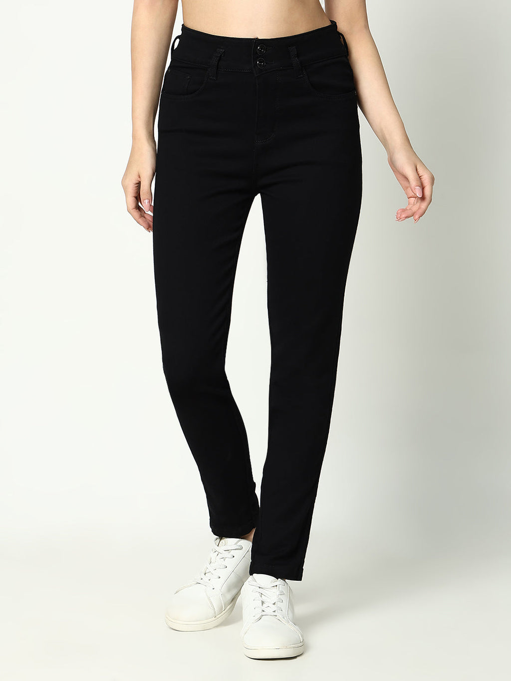 Women's Black Jean Skinny Fit High-Rise Dark Shade Denim Jeans