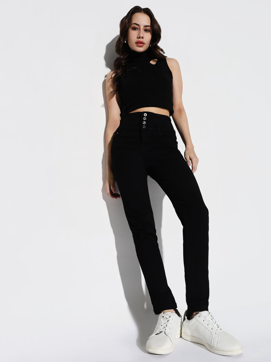 Women's Black High-Rise Comfort Slim Fit Stretchable Jeans