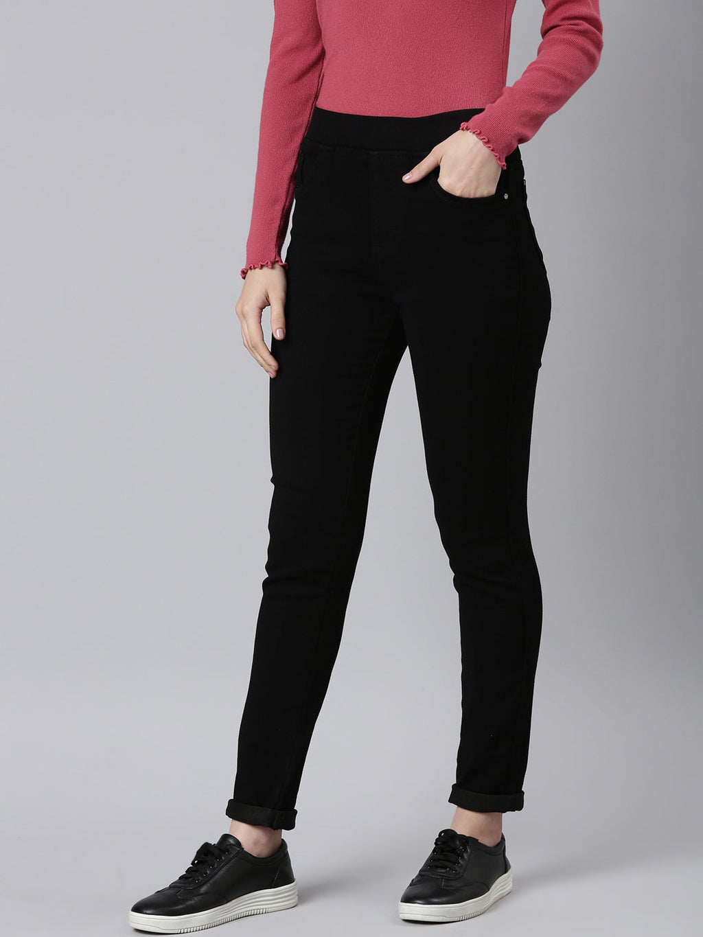 Women's Black Skinny Fit High-Rise Denim Jeans