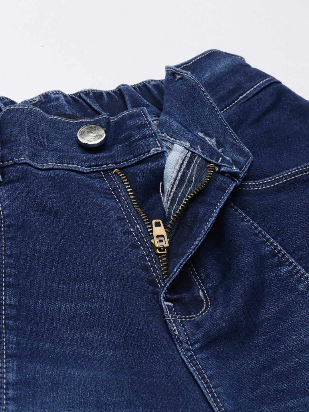 Women's Navy Blue Solid Jogger Denim Jeans