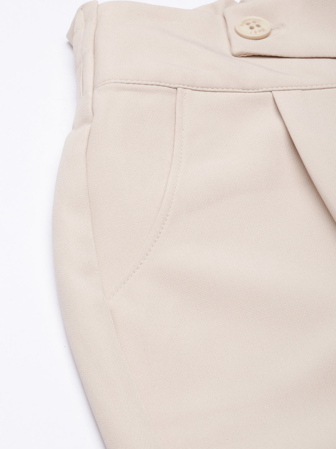 Women's Beige Comfort Regular Fit Cotton Parallel Trouser