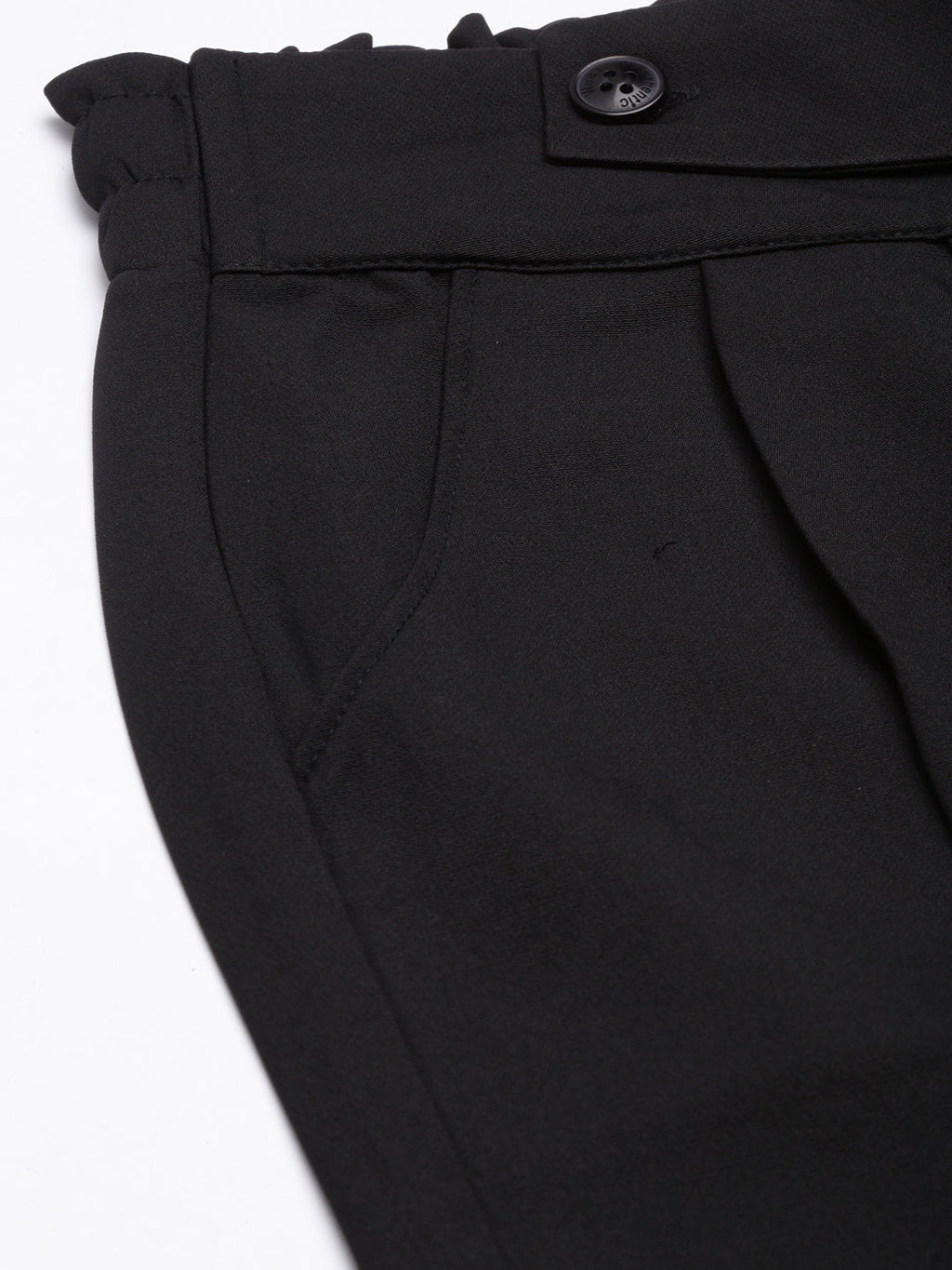 Women's Black Regular Fit Cotton Comfort Pleated Parallel Trousers