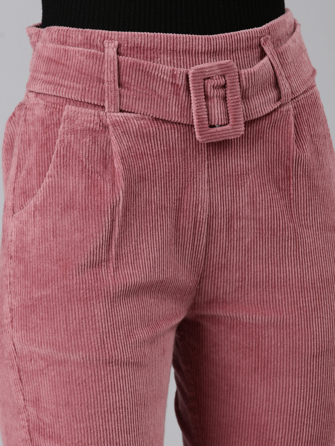 Women's Mauve Slim Fit High-Rise Pleated Peg Trousers