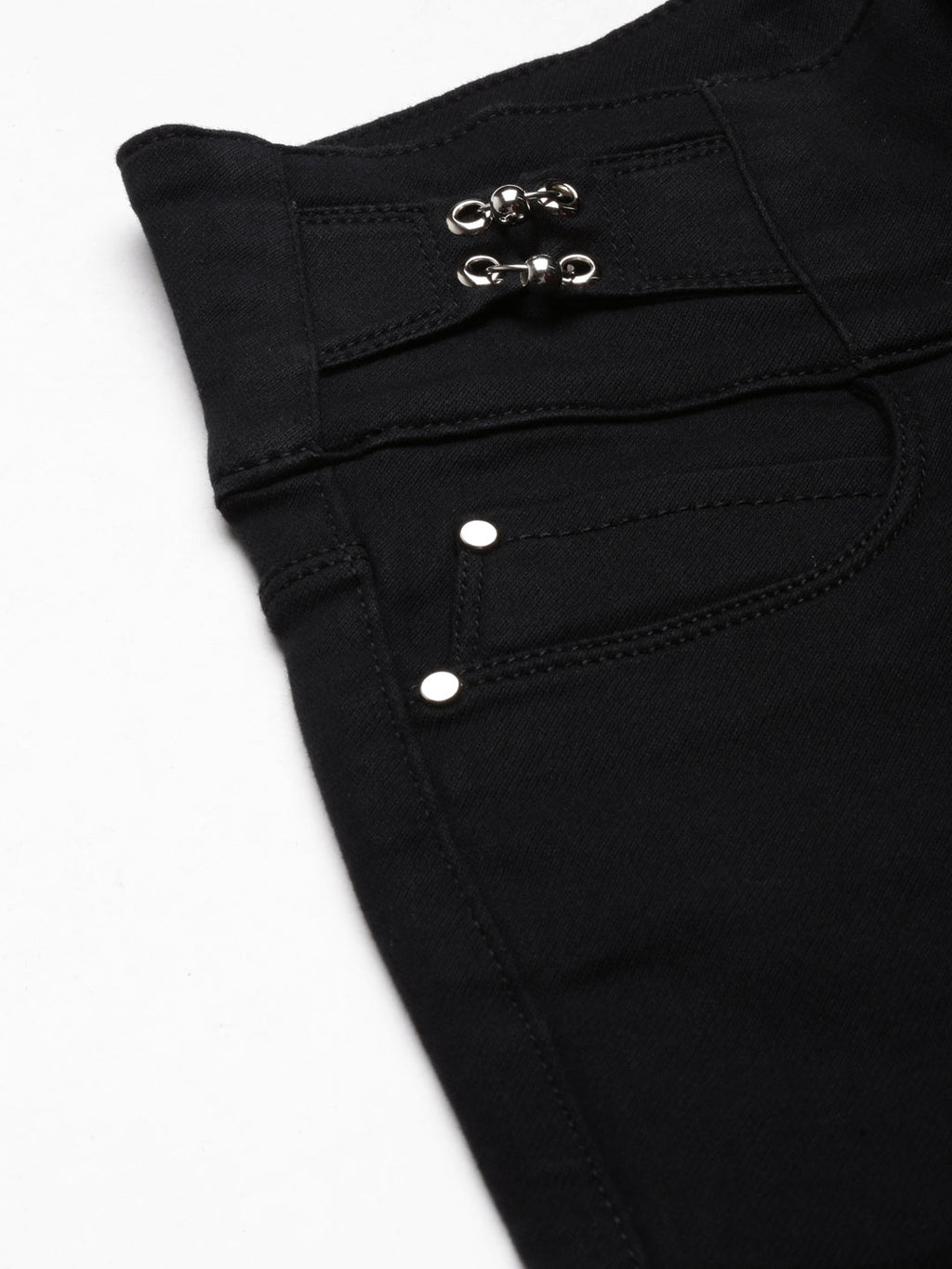 Women's Black High-Rise Straight Fit Denim Jeans