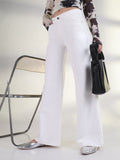 Women's Solid White Wide Leg Jean