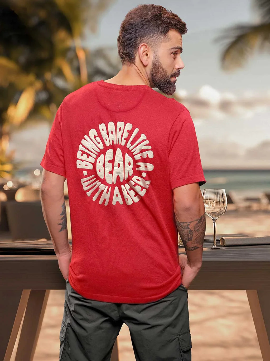Puff Print Oversized T-Shirt | Red