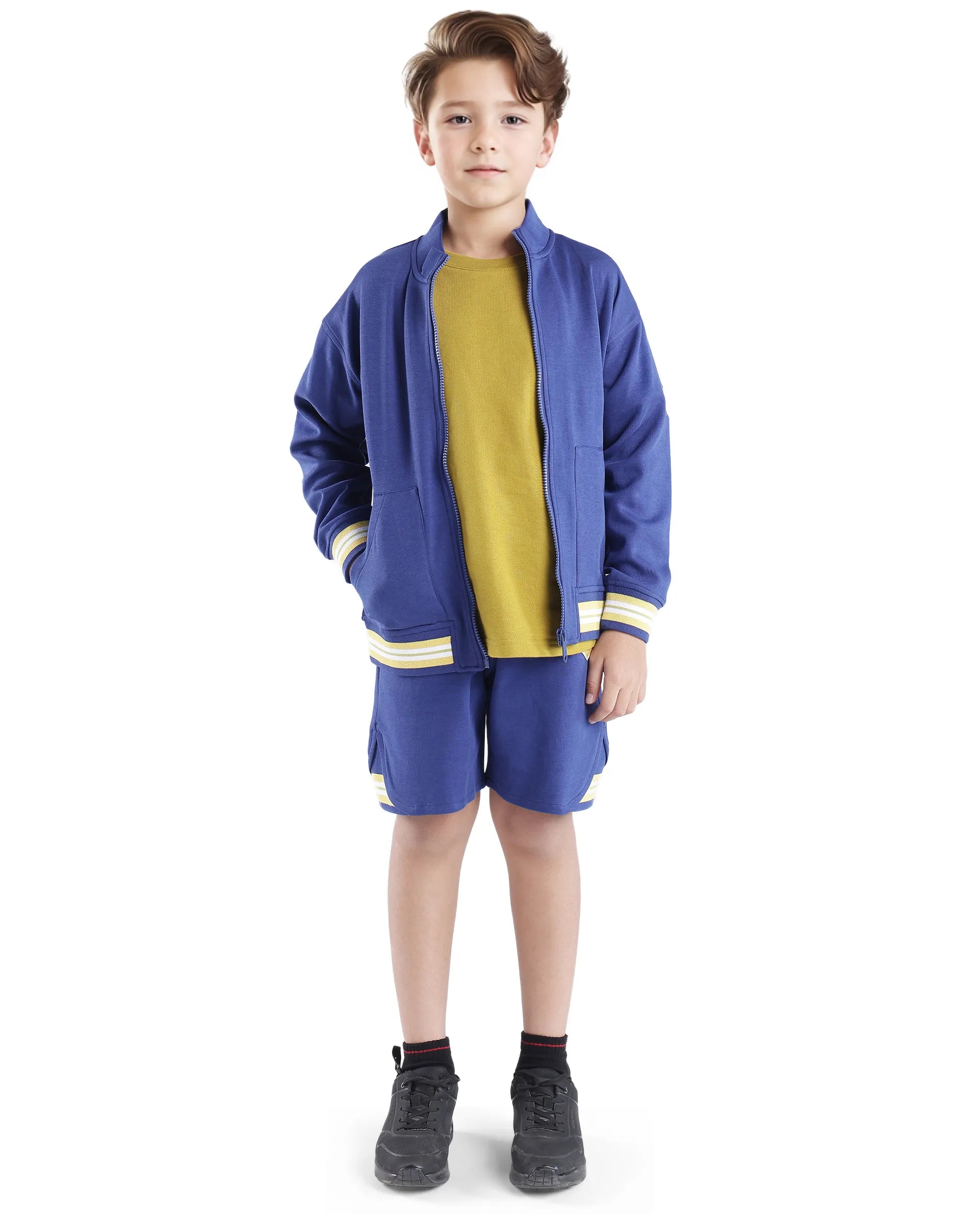 Rare Ones Kids Manttn Dark Blue Cotton Poly Full Sleeve Applique Jacket