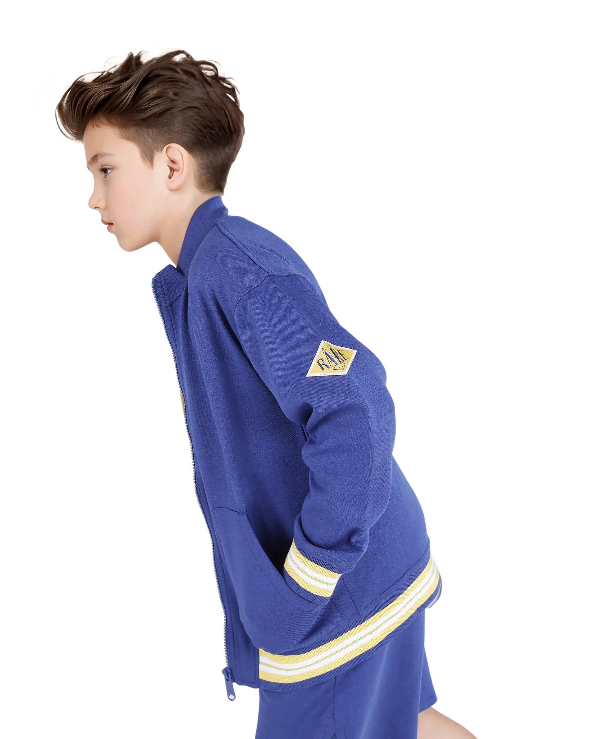 Rare Ones Kids Manttn Dark Blue Cotton Poly Full Sleeve Applique Jacket