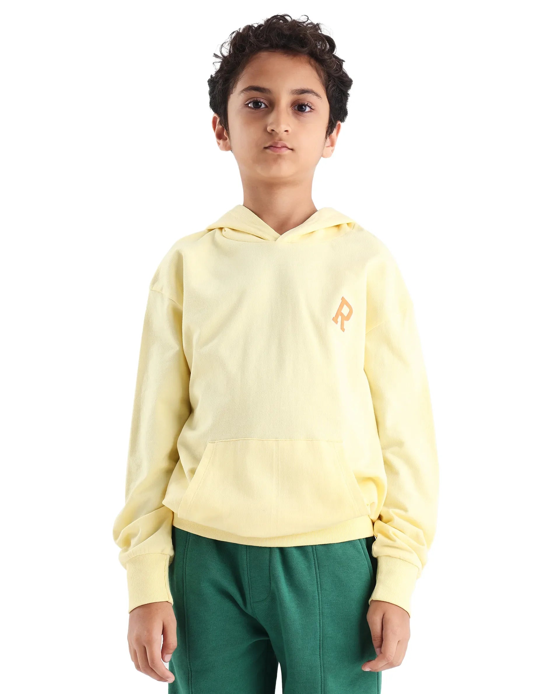 Rare Ones Kids Mason Light Yellow Cotton Pull On Crew Neck Full Sleeves Fit Sweatshirt