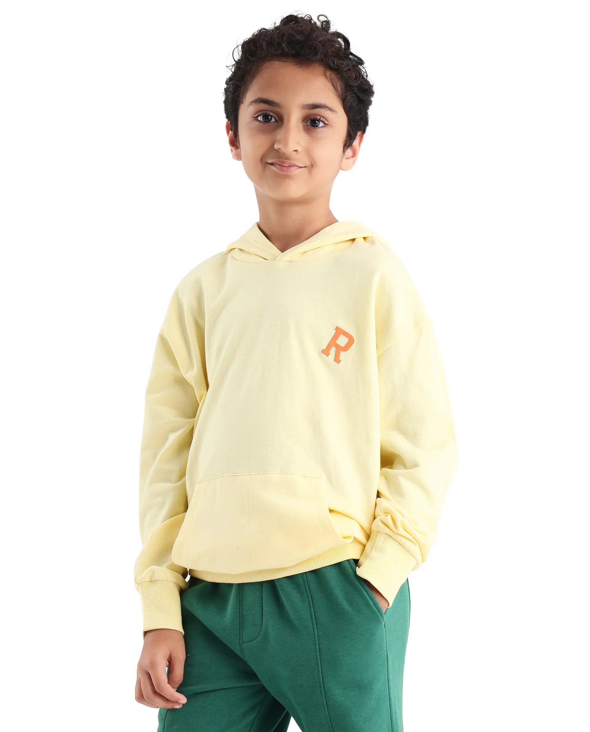 Rare Ones Kids Mason Light Yellow Cotton Pull On Crew Neck Full Sleeves Fit Sweatshirt