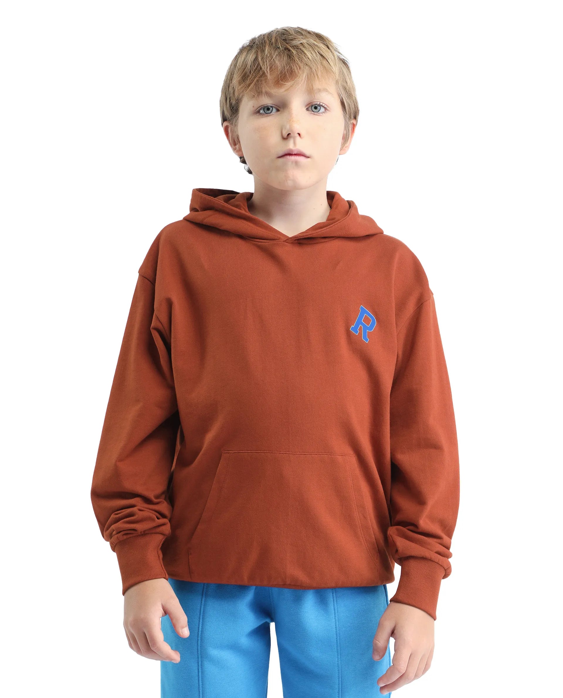 Rare Ones Kids Mason Rust Cotton Pull On Crew Neck Full Sleeves Fit Sweatshirt