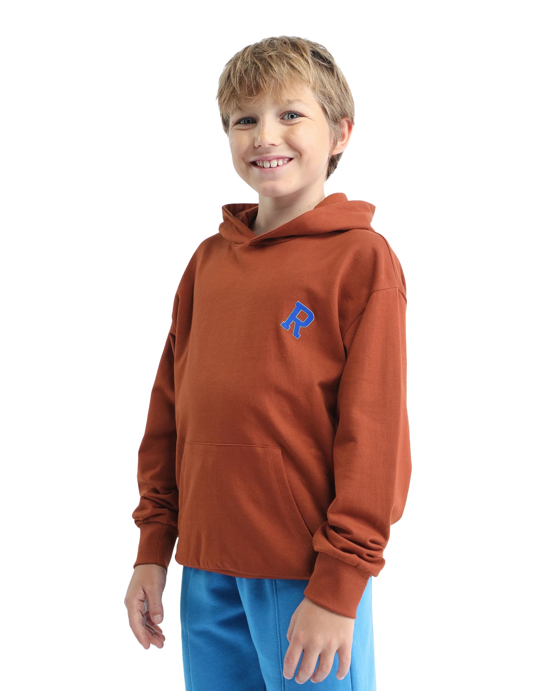 Rare Ones Kids Mason Rust Cotton Pull On Crew Neck Full Sleeves Fit Sweatshirt