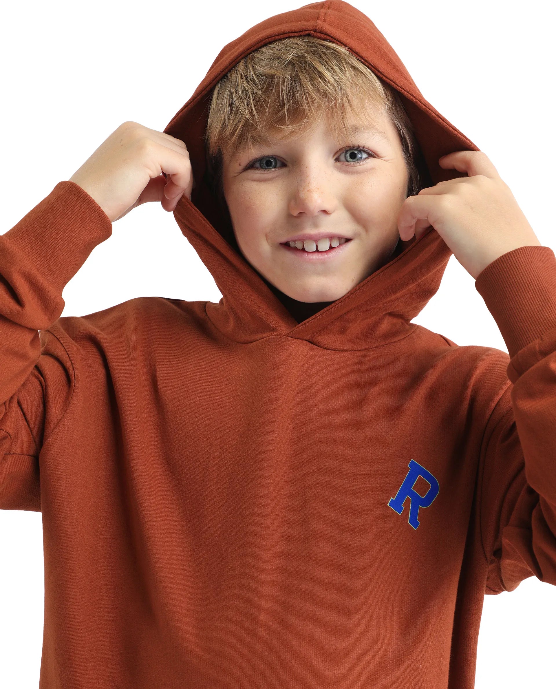 Rare Ones Kids Mason Rust Cotton Pull On Crew Neck Full Sleeves Fit Sweatshirt