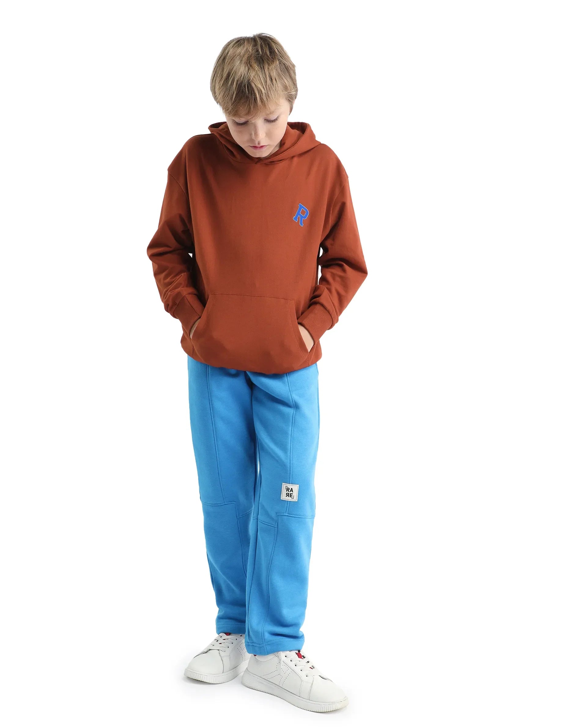 Rare Ones Kids Mason Rust Cotton Pull On Crew Neck Full Sleeves Fit Sweatshirt