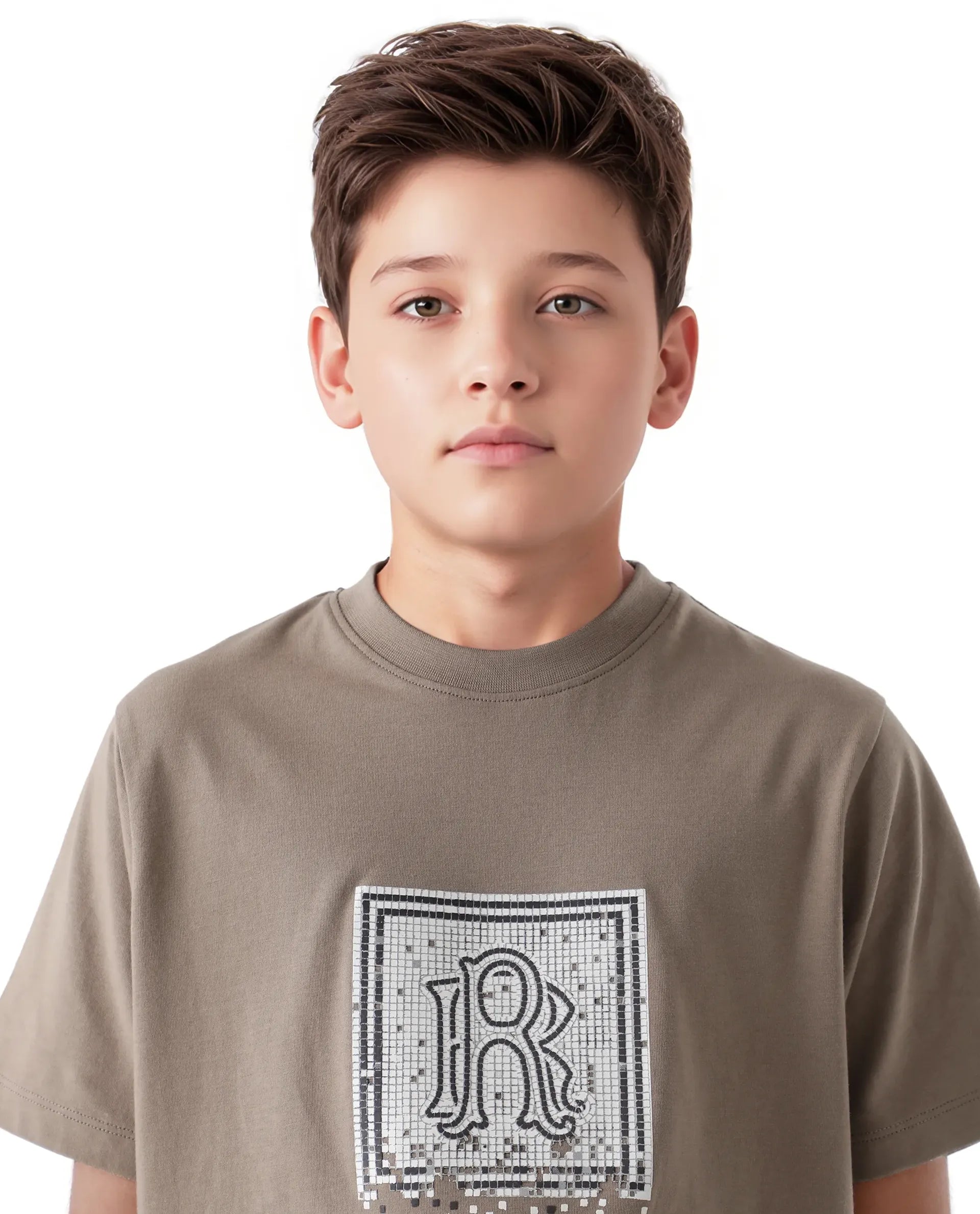 Rare Ones Kids Mezoc-K Light Brown Cotton Printed Slip-On Regular Fit T-Shirt