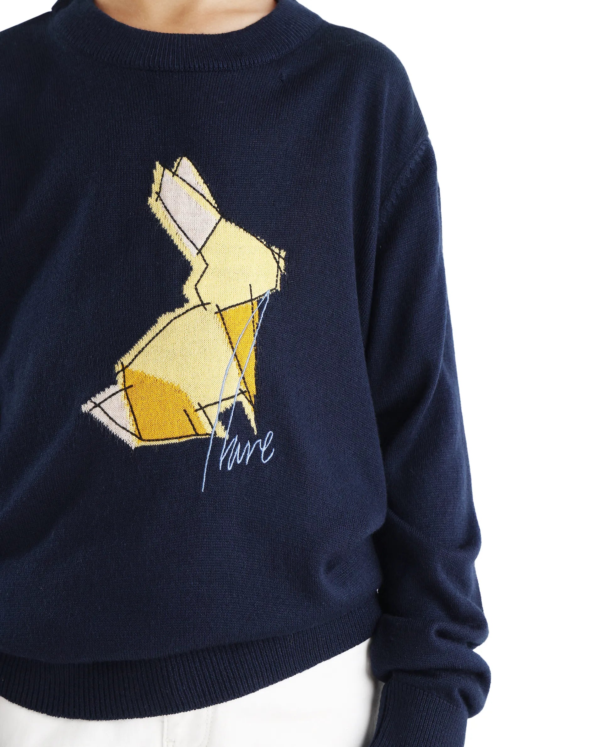 Rare Ones Kids Mipo Navy Acrylic Slip-On Closure Monogram Print Regular Fit Sweater