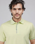 Rare Rabbit Men's Mor Light Yellow Cotton Blend Plain Regular Fit Half Sleeve Polo