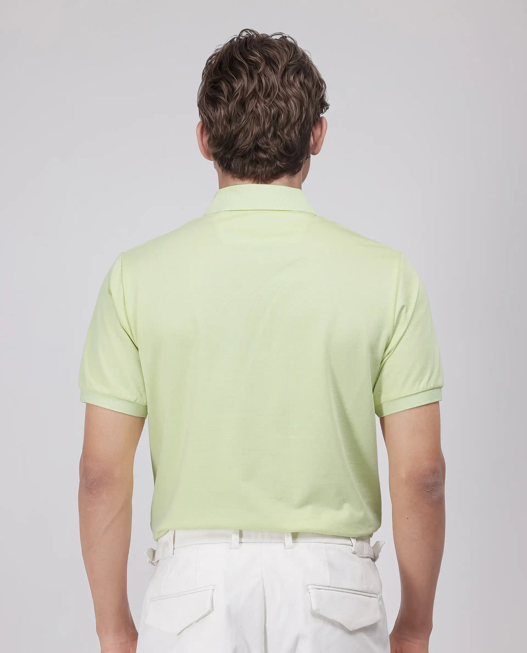 Rare Rabbit Men's Mor Light Yellow Cotton Blend Plain Regular Fit Half Sleeve Polo