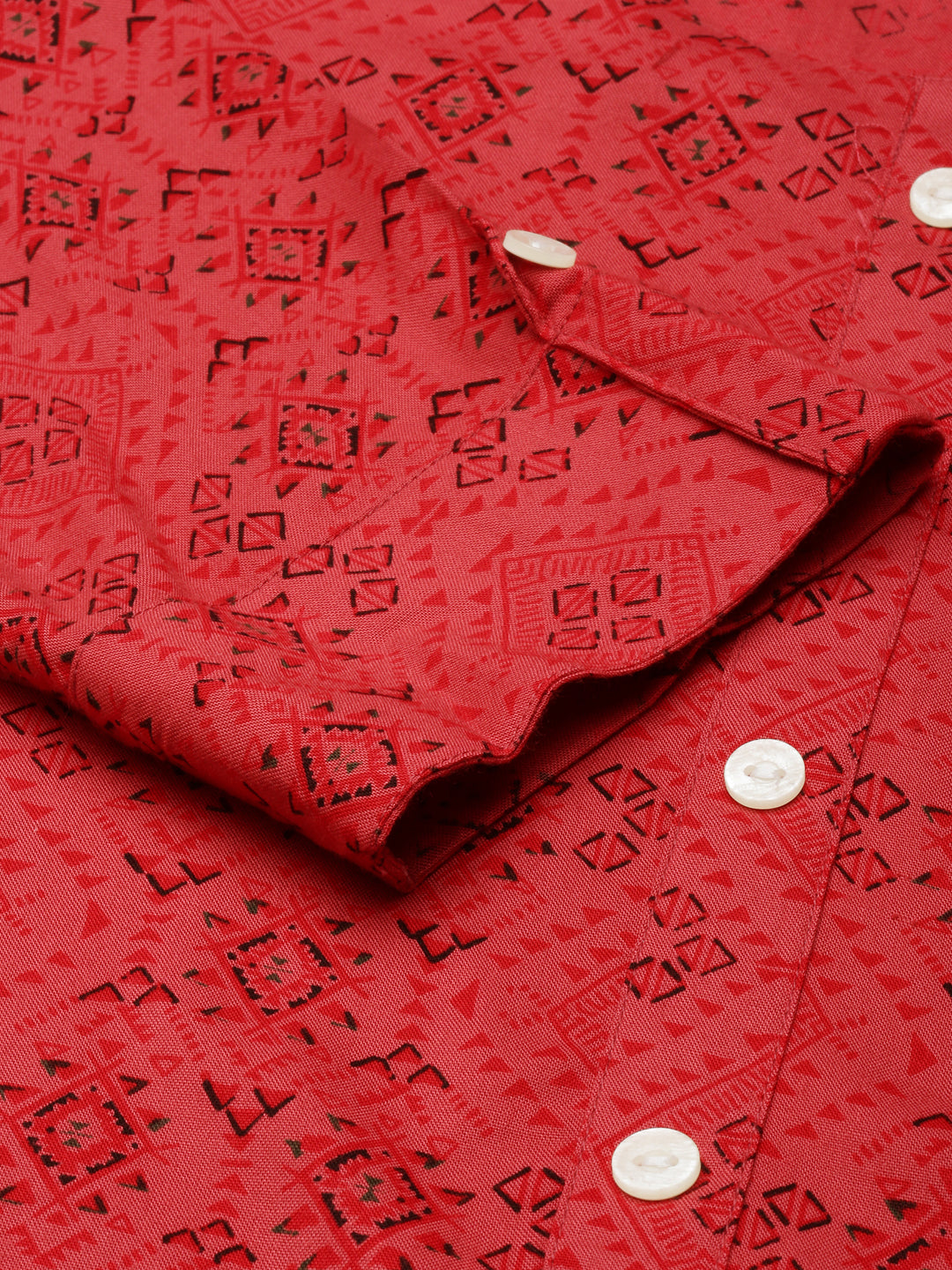 Women's Straight Red Geometric Kurta