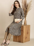 Women's A-Line Grey Ethnic Motifs Kurta