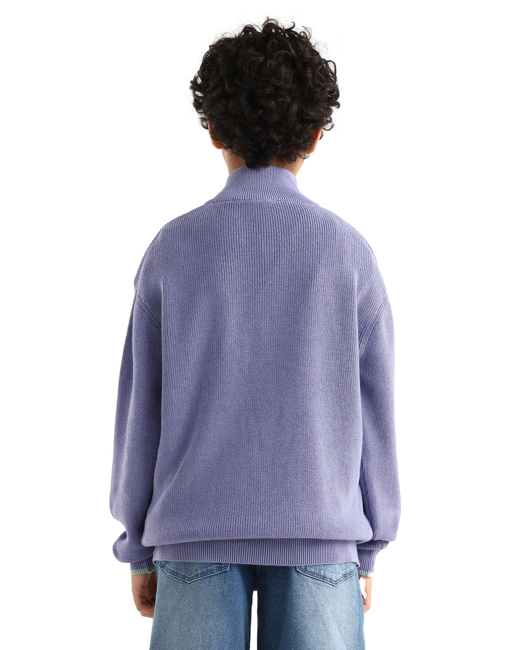 Rare Ones Kids Nack Light Purple Cotton Solid Zipper Closure Regular Fit Sweater