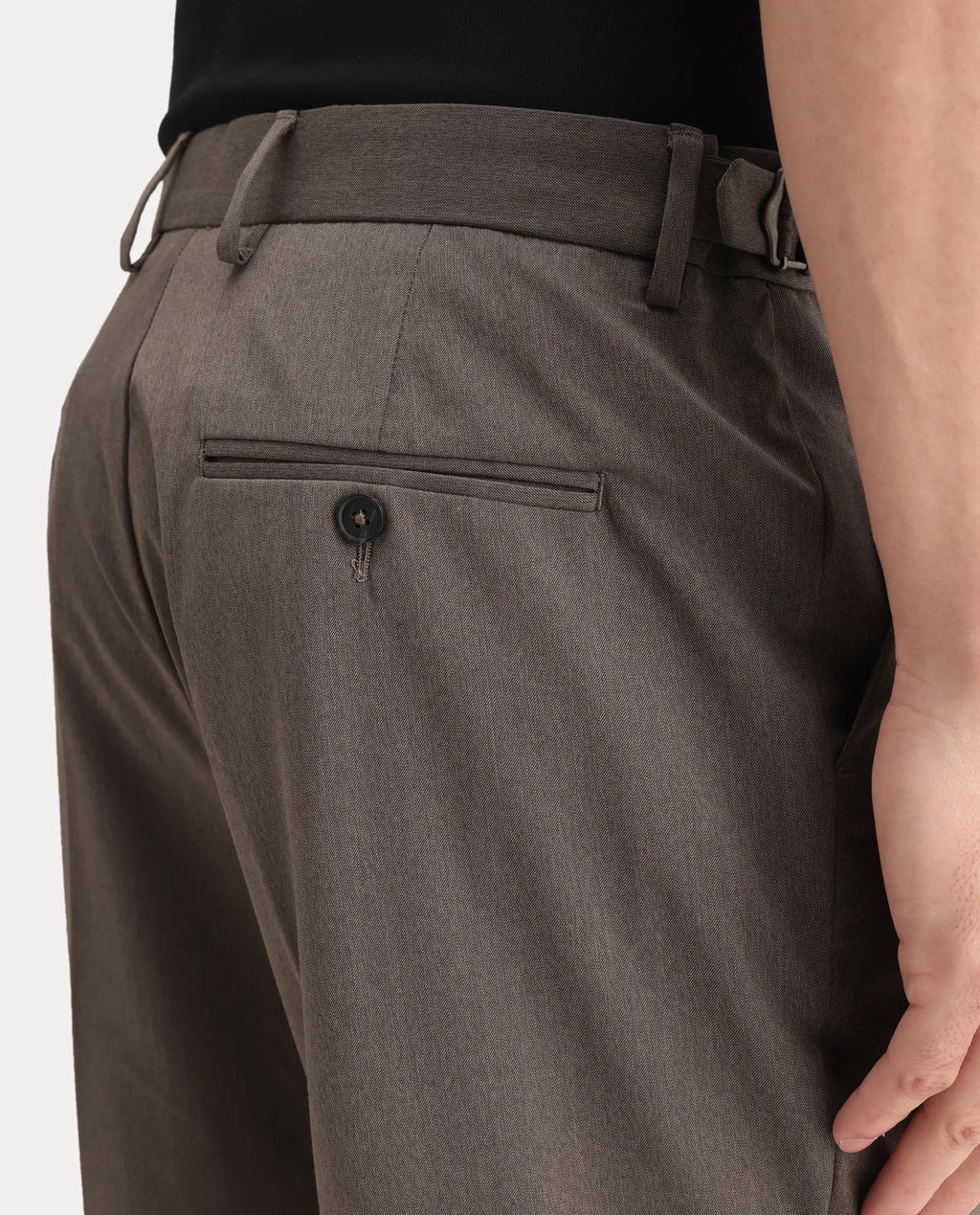 Rare Rabbit Men's Naji Dark Brown Cotton Blend Plain Relaxed Fit Trouser